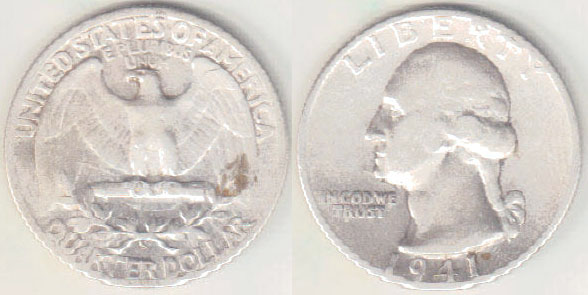 1941 S USA silver Quarter Dollar A005721